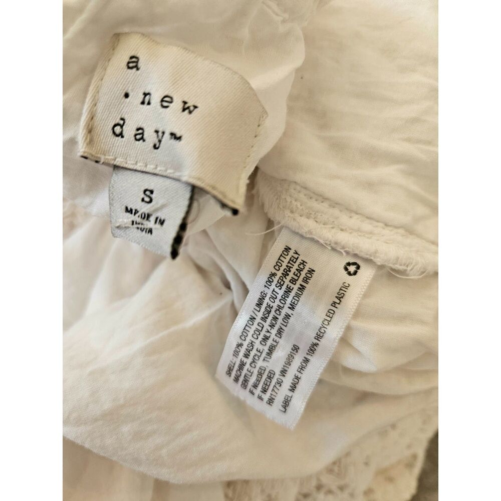 A New Day 100% Cotton White Crochet Lace Sleeveless Halter Summer Dress - Picture 6 of 6